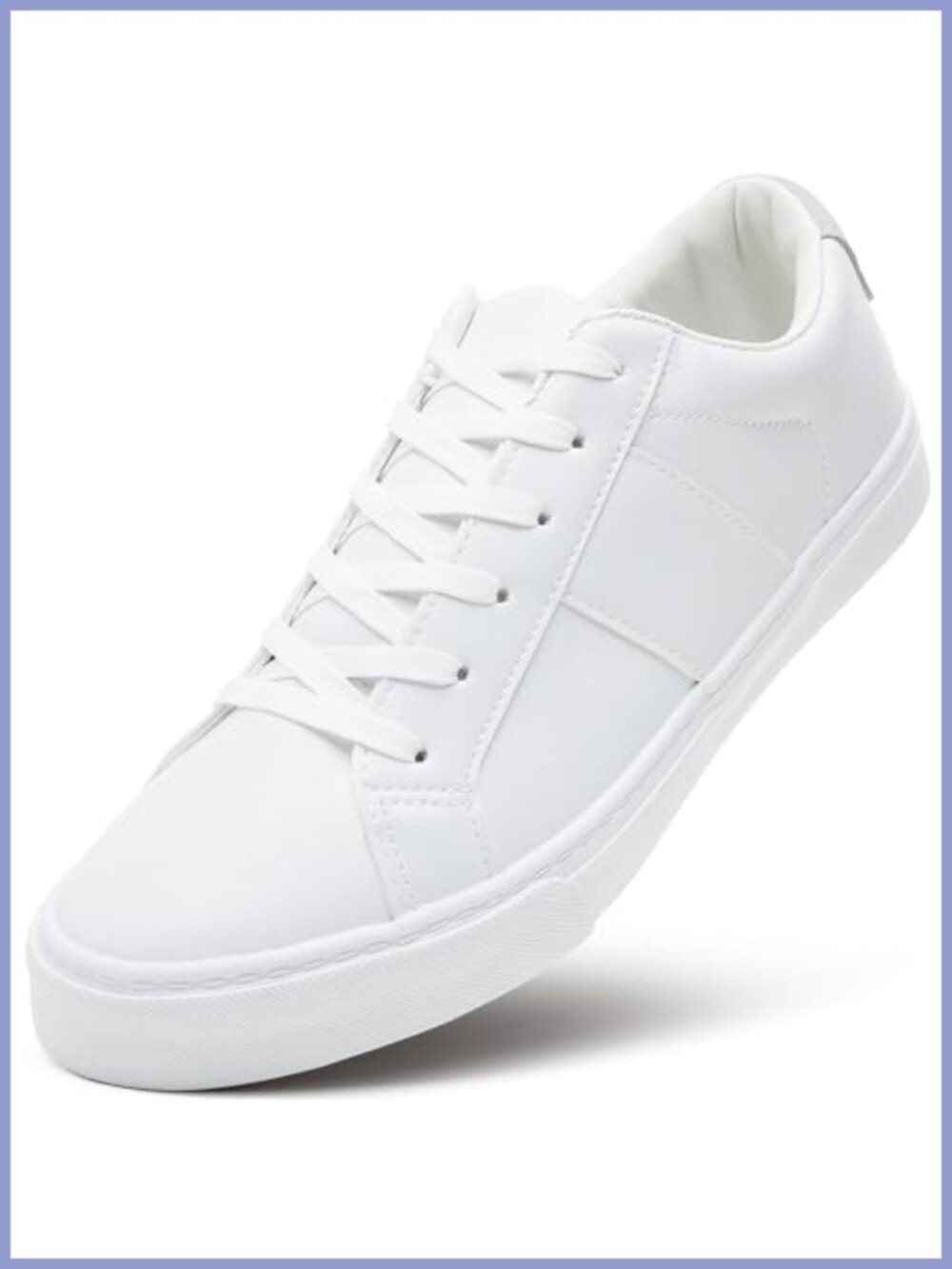 Men's Faux Leather Low Top Lace Up Sneakers Comfortable Tennis Shoes